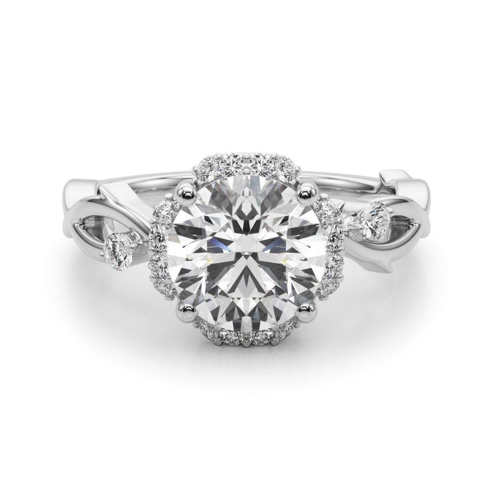 The Eveline Halo Engagement Ring, angled view