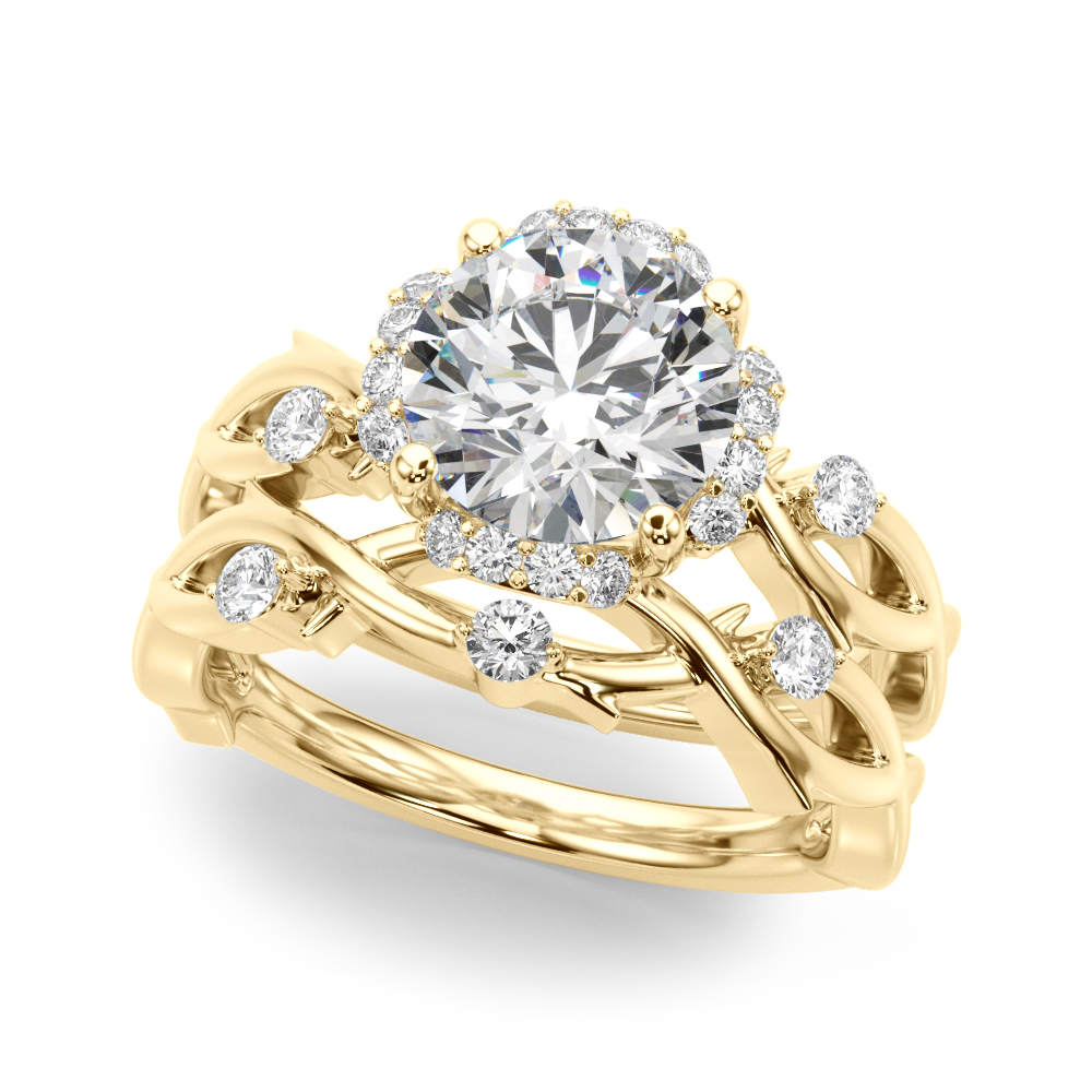 The Eveline Halo Engagement Ring, set view