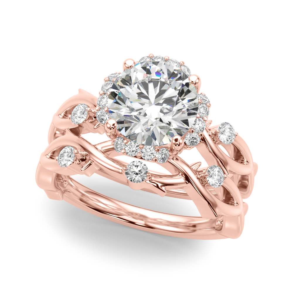 The Eveline Halo Engagement Ring, set view