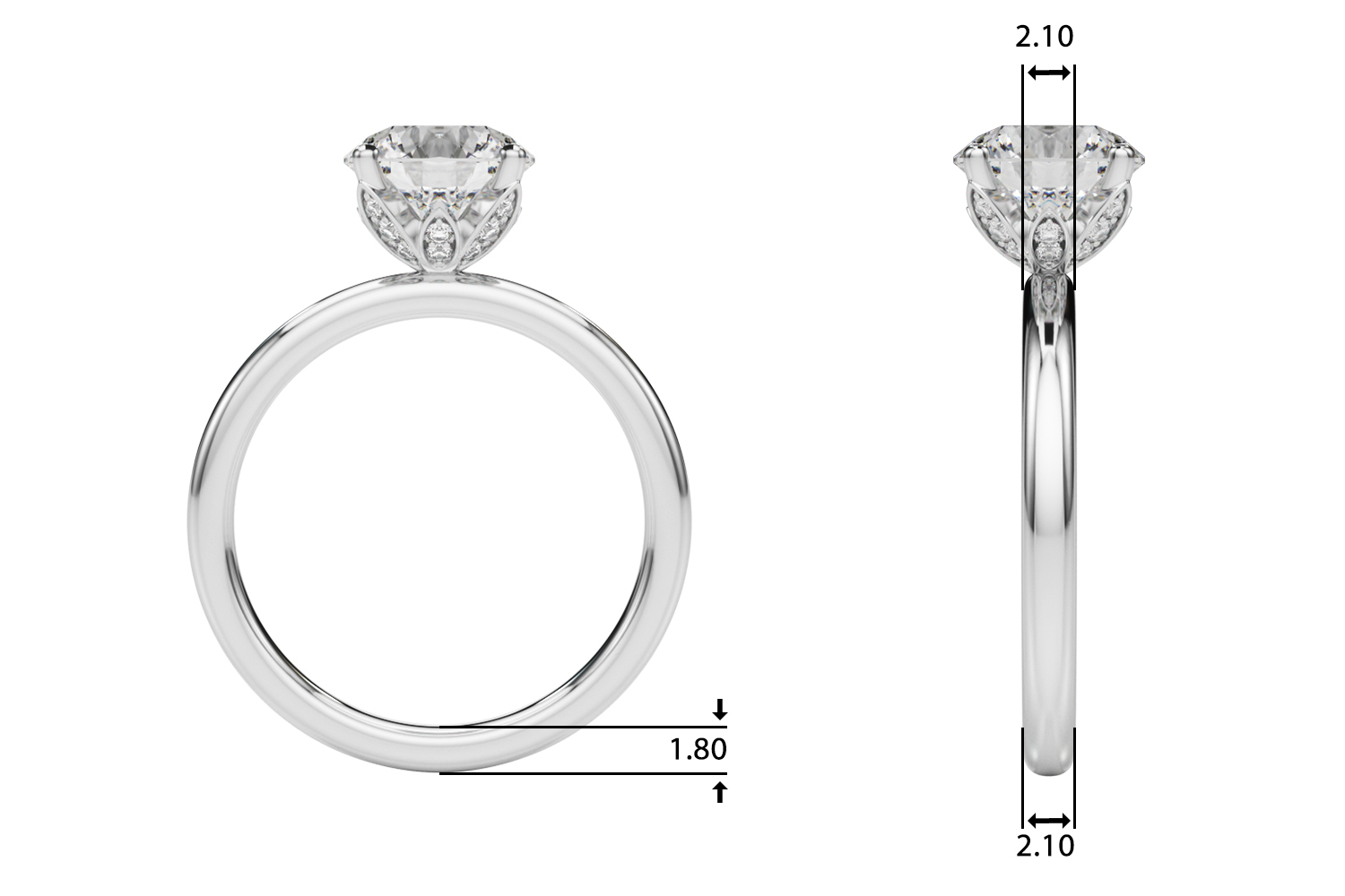 The Brooke Hidden Halo Engagement Ring, upright view