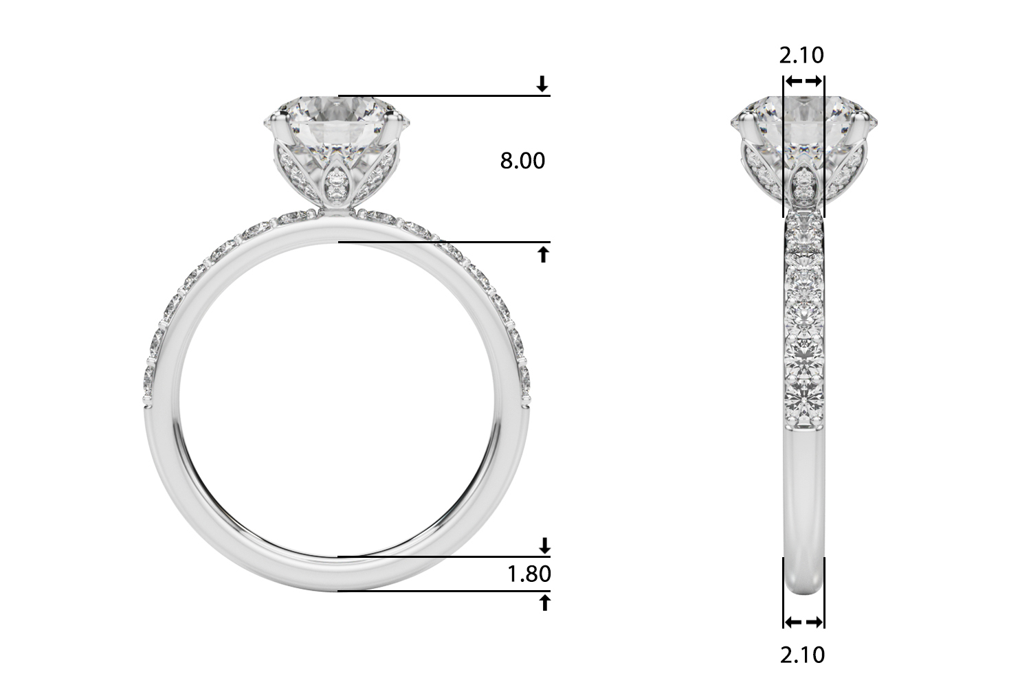 The Clara Hidden Halo Engagement Ring, upright view