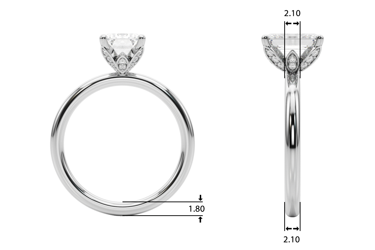 The Ophelia Hidden Halo Engagement Ring, upright view