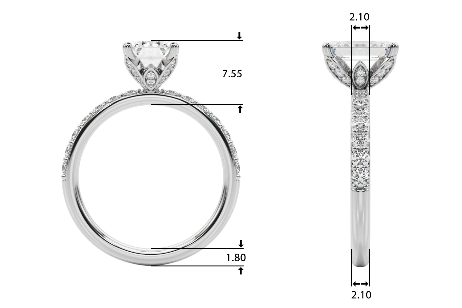 The Mia Hidden Halo Engagement Ring, upright view