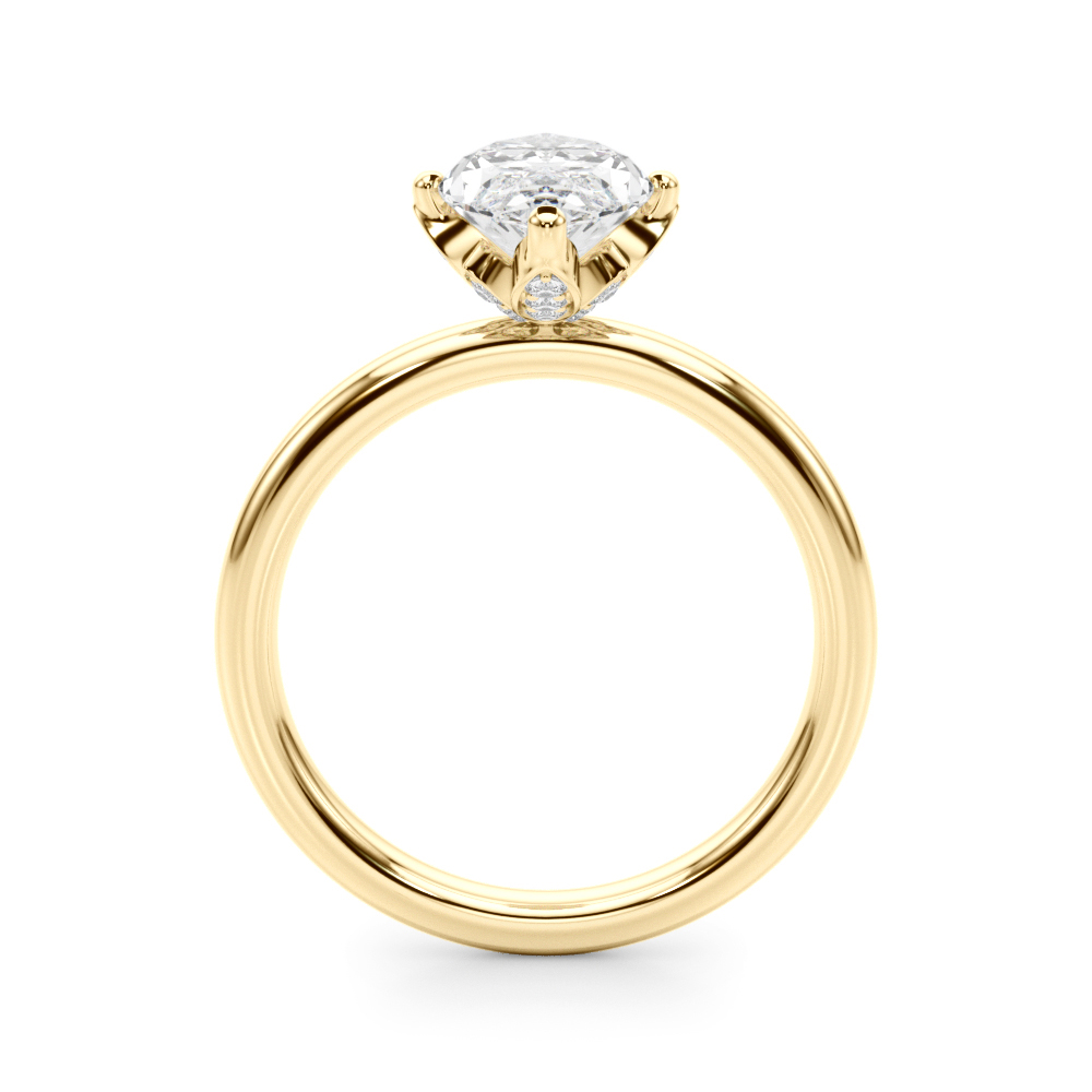 The Camille Hidden Halo Engagement Ring, side view