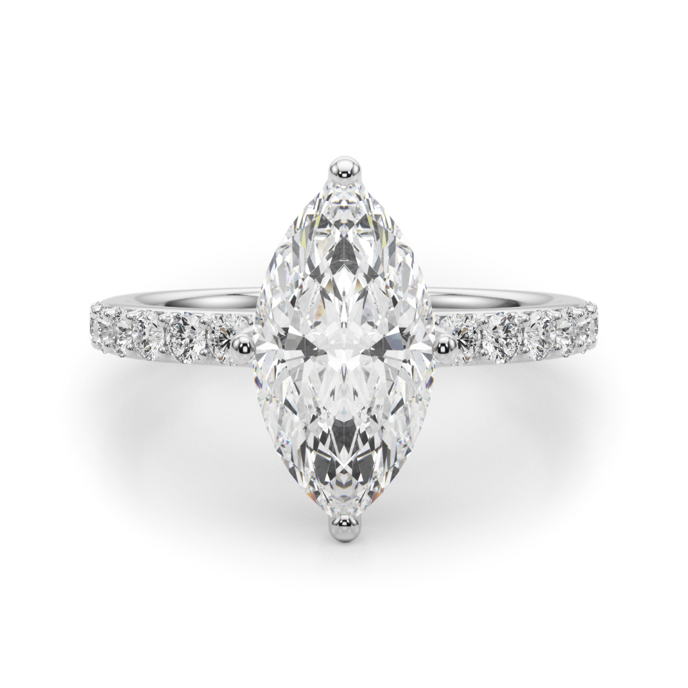 The Claudia Hidden Halo Engagement Ring, angled view