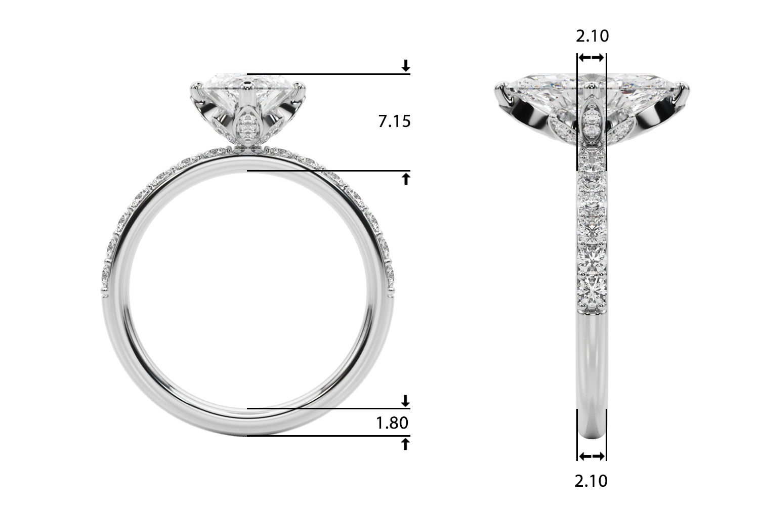 The Claudia Hidden Halo Engagement Ring, upright view