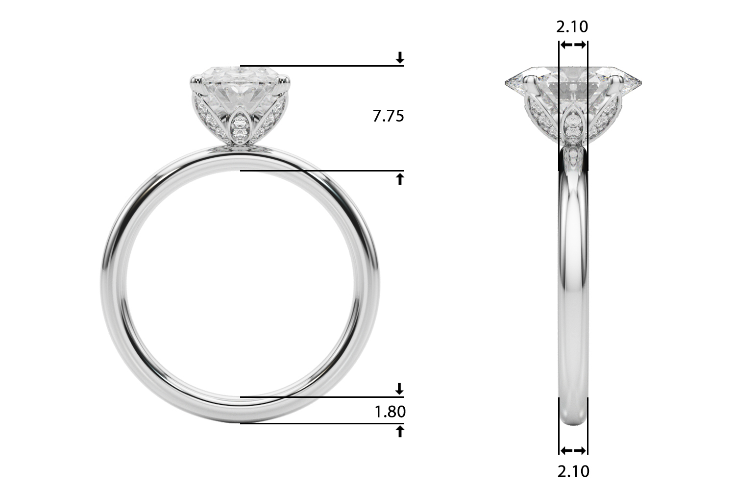 The Olivia Hidden Halo Engagement Ring, upright view