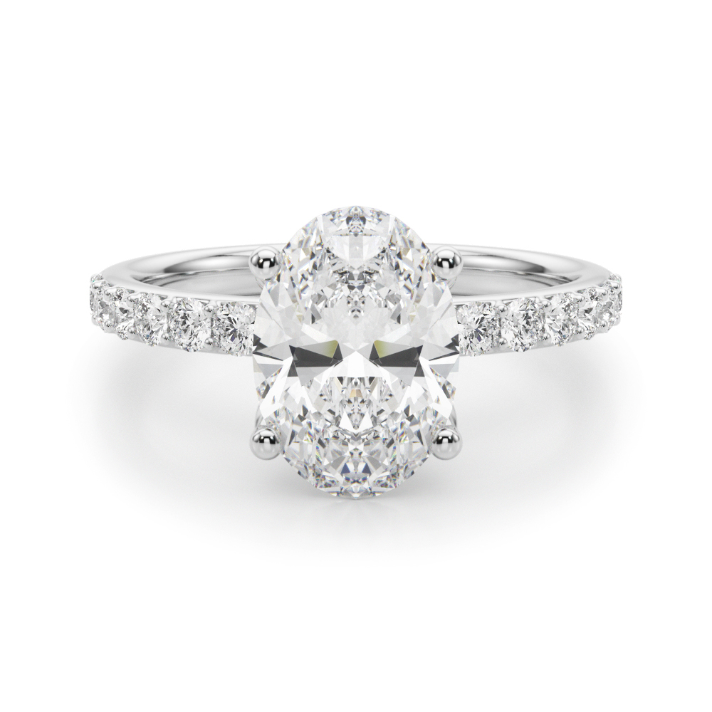 The Brooke Single-Row Engagement Ring, angled view