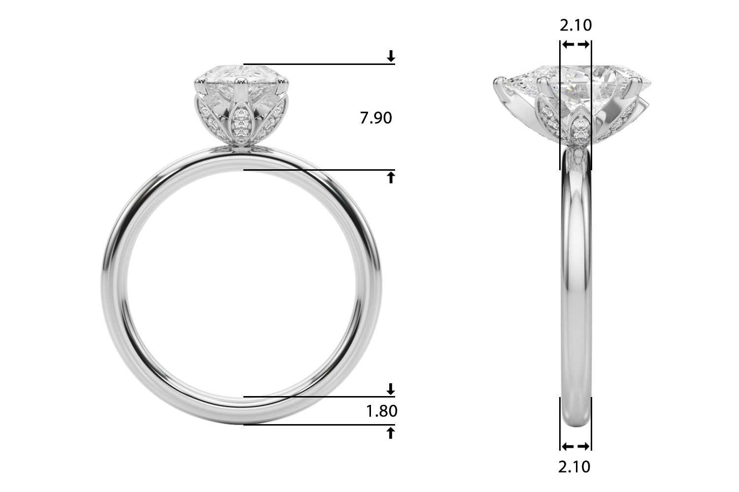 The Katherine Engagement Ring, upright view