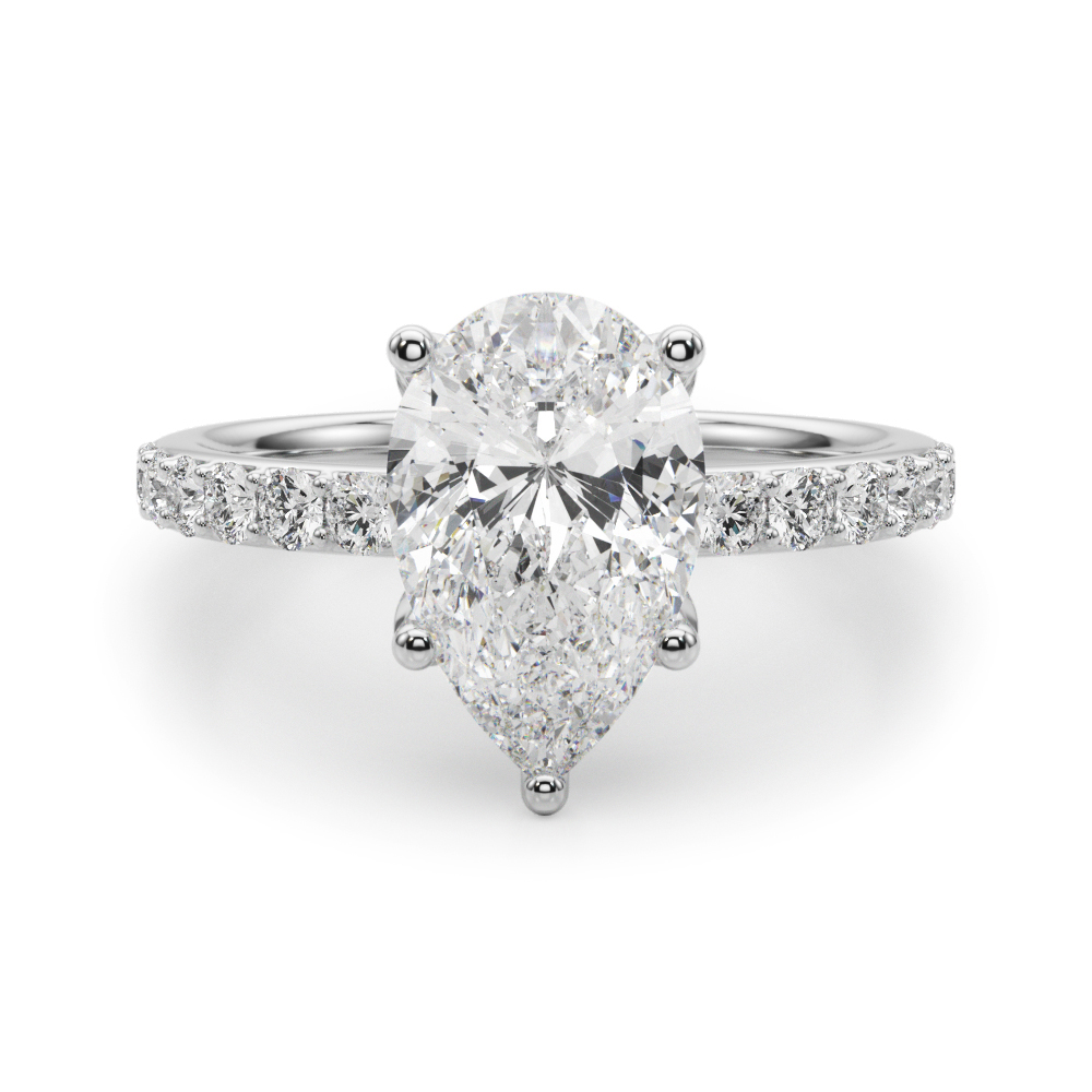The Zelda Single-Row Engagement Ring, angled view