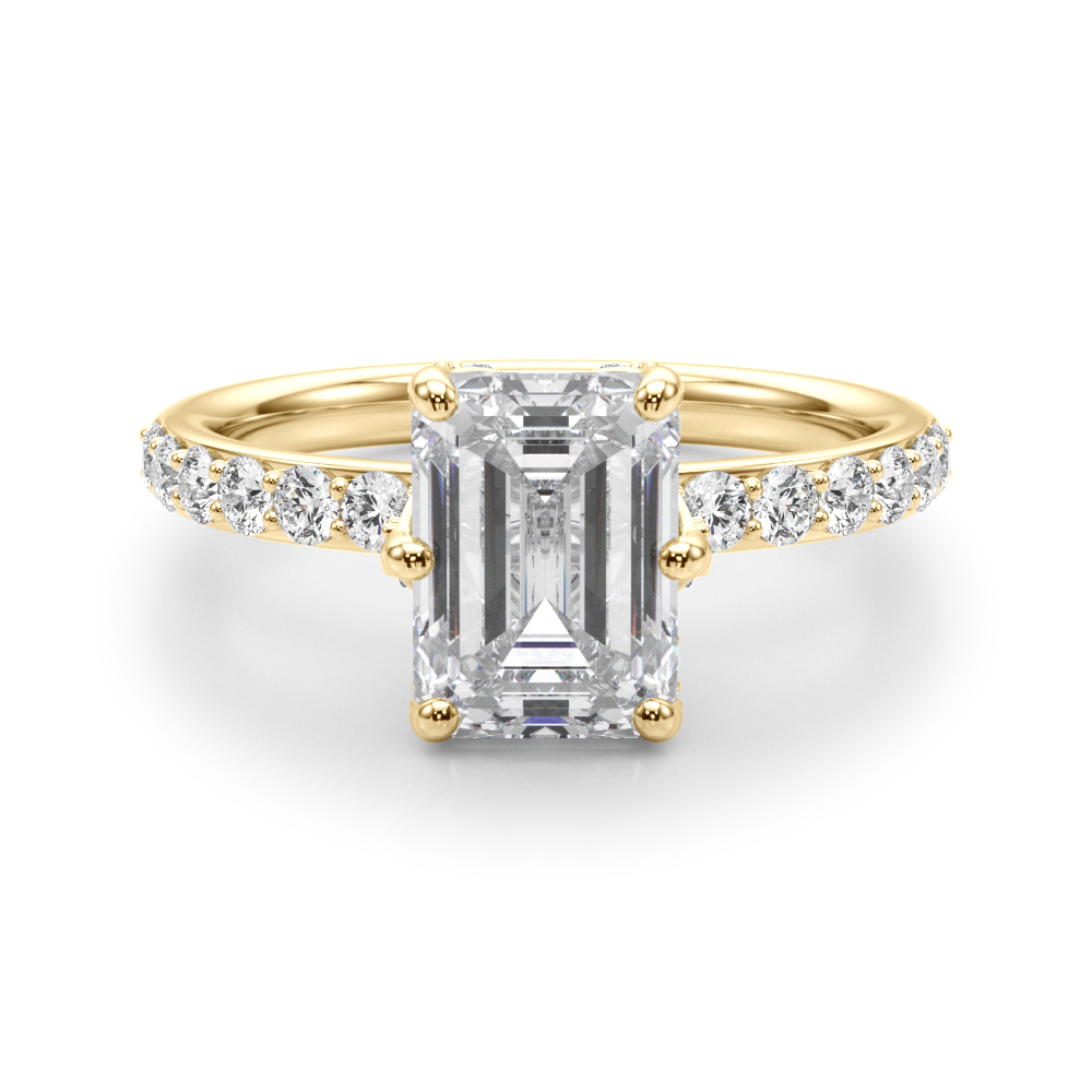 The Serena Hidden Halo Engagement Ring, angled view