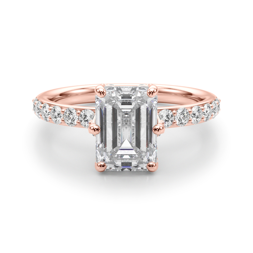 The Serena Hidden Halo Engagement Ring, angled view