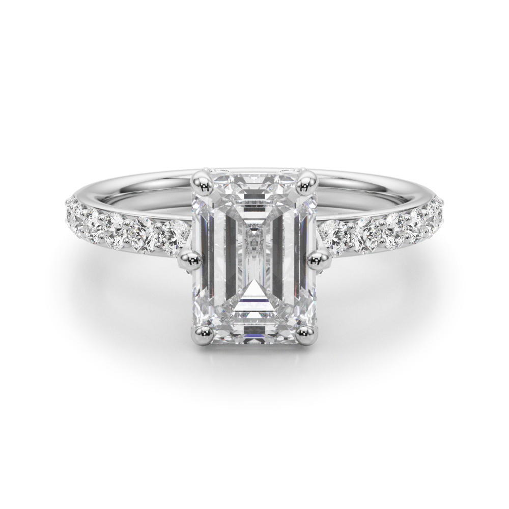The Serena Hidden Halo Engagement Ring, angled view