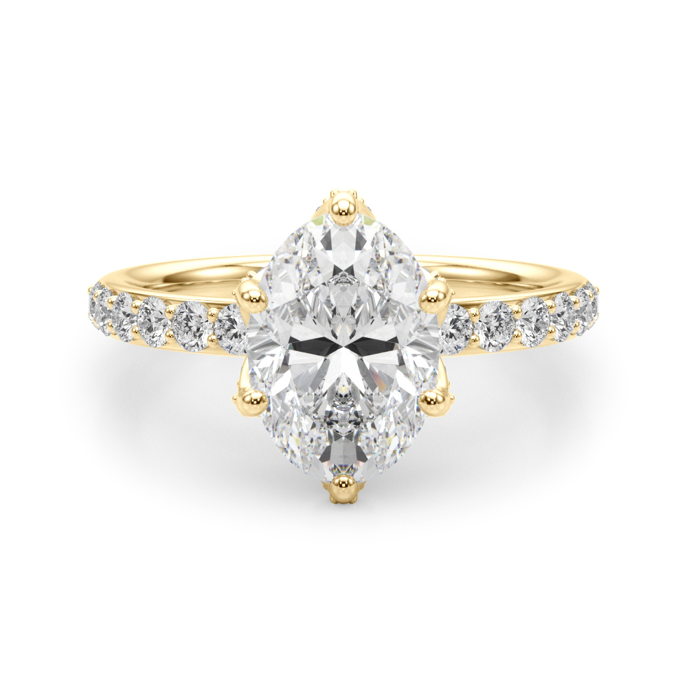 The Olive Hidden Halo Engagement Ring, angled view