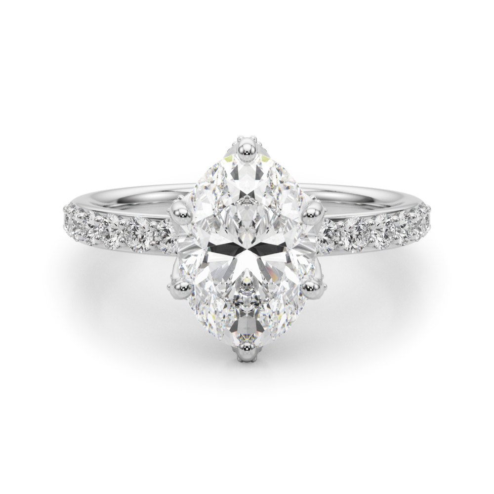 The Olive Hidden Halo Engagement Ring, angled view