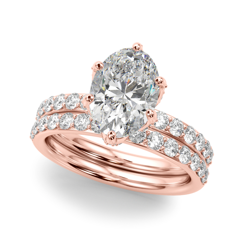The Olive Hidden Halo Engagement Ring, set view