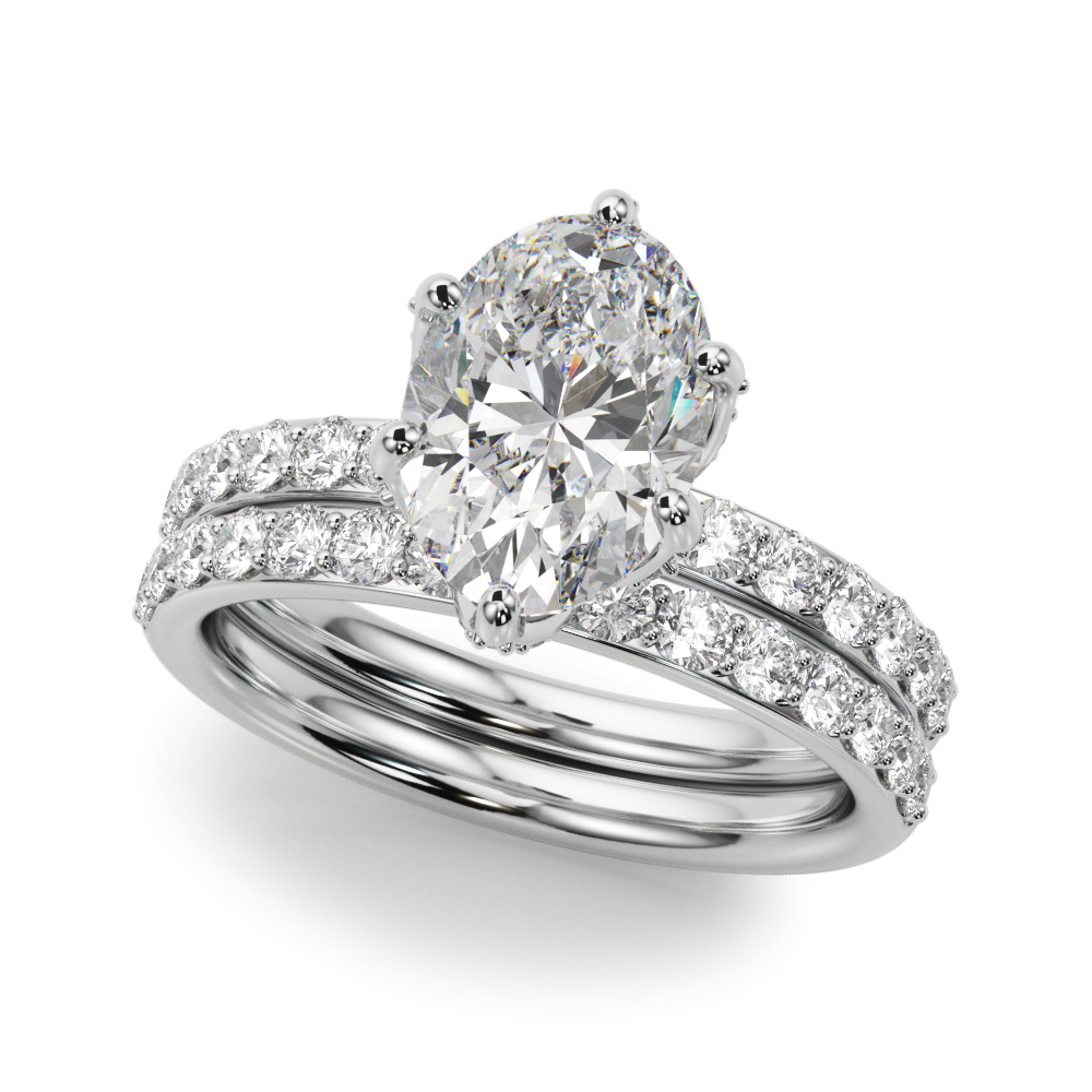 The Olive Hidden Halo Engagement Ring, set view