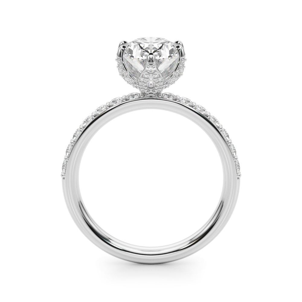 The Olive Hidden Halo Engagement Ring, side view
