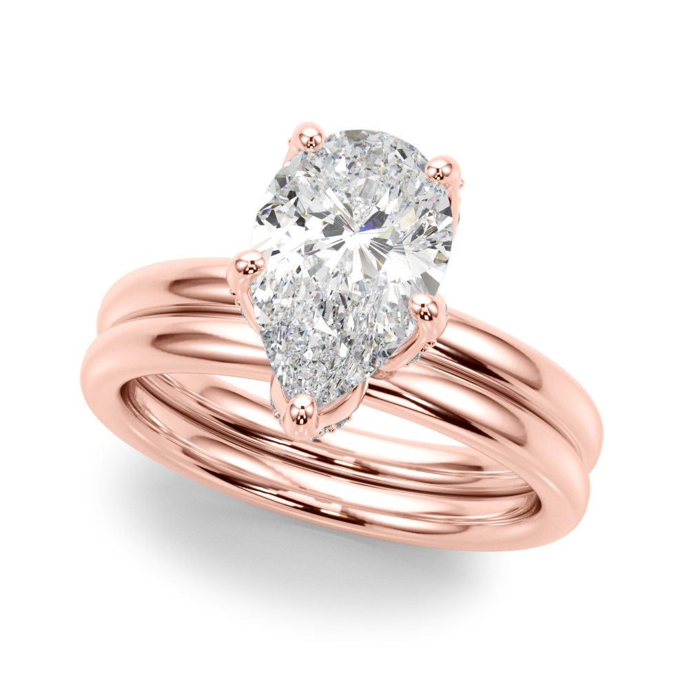 The Lillian Hidden Halo Engagement Ring, set view