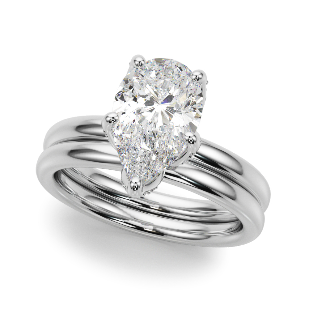 The Lillian Hidden Halo Engagement Ring, set view