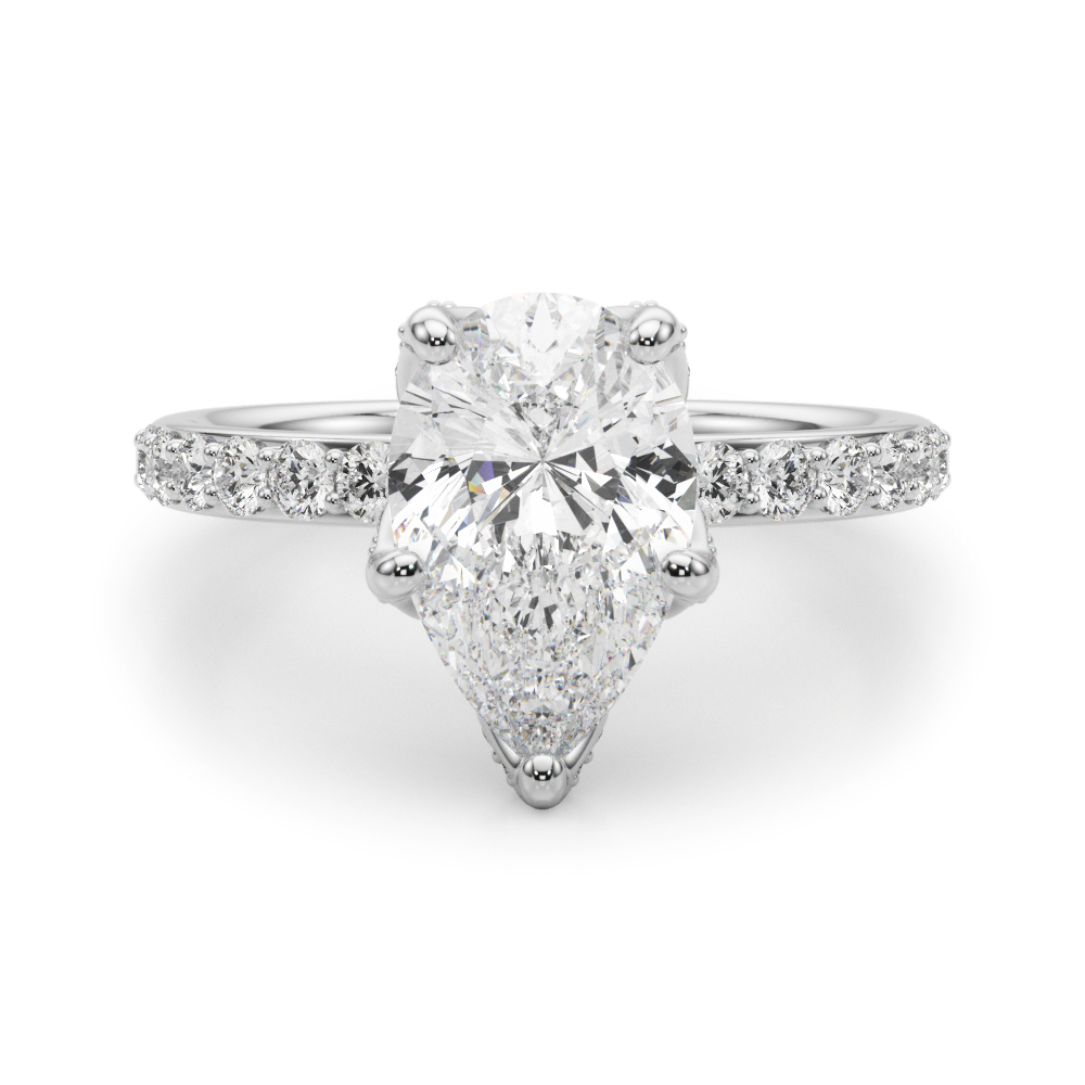 The Veronica Hidden Halo Engagement Ring, angled view