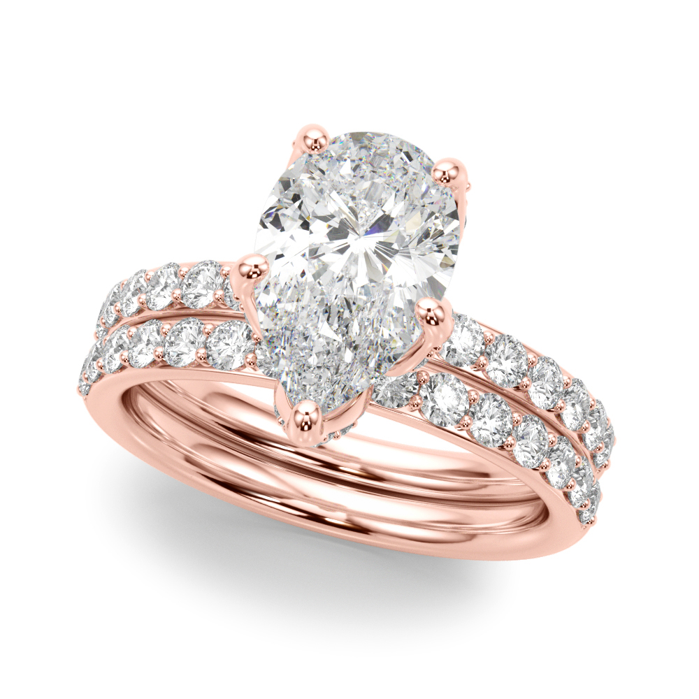 The Veronica Hidden Halo Engagement Ring, set view