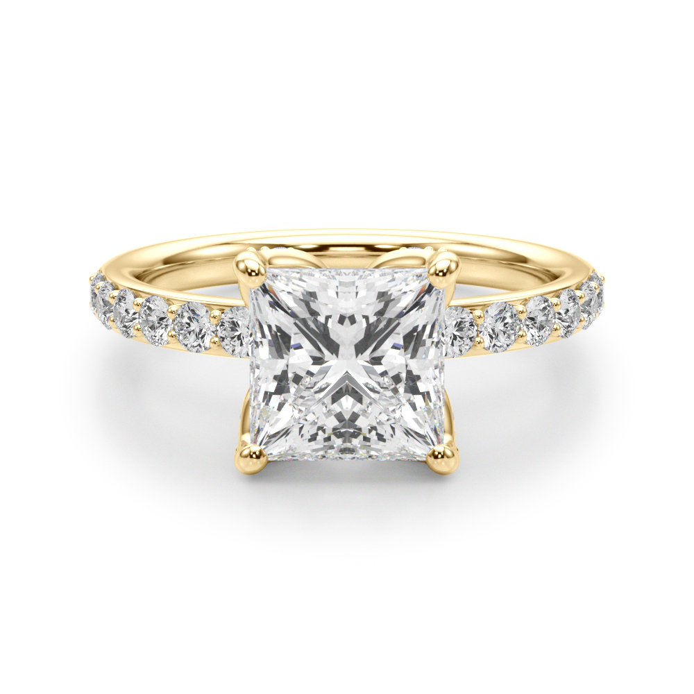 The Elena Hidden Halo Engagement Ring, angled view