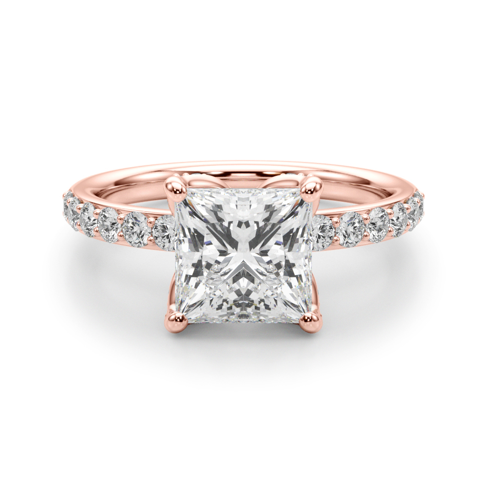 The Elena Hidden Halo Engagement Ring, angled view