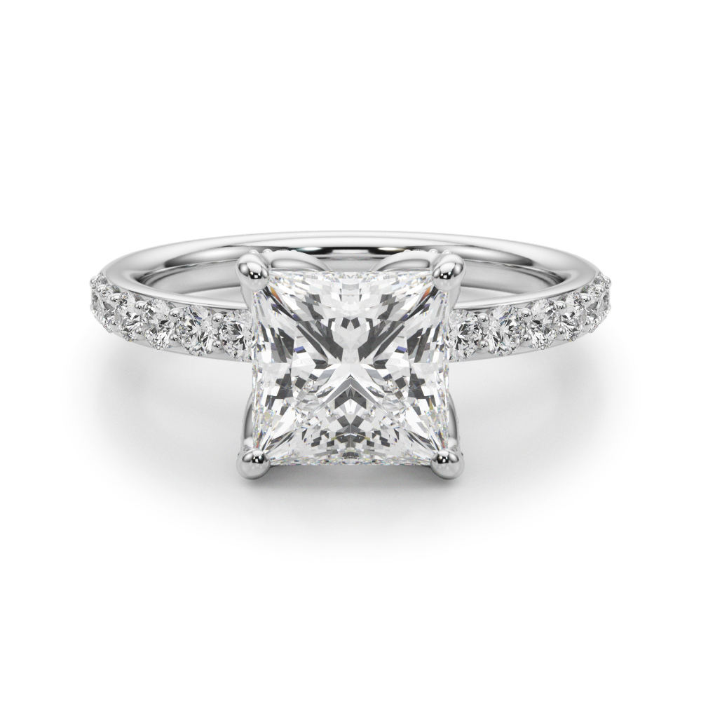 The Elena Hidden Halo Engagement Ring, angled view