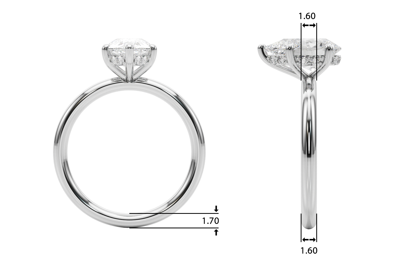 The Marlowe Hidden Halo Engagement Ring, upright view