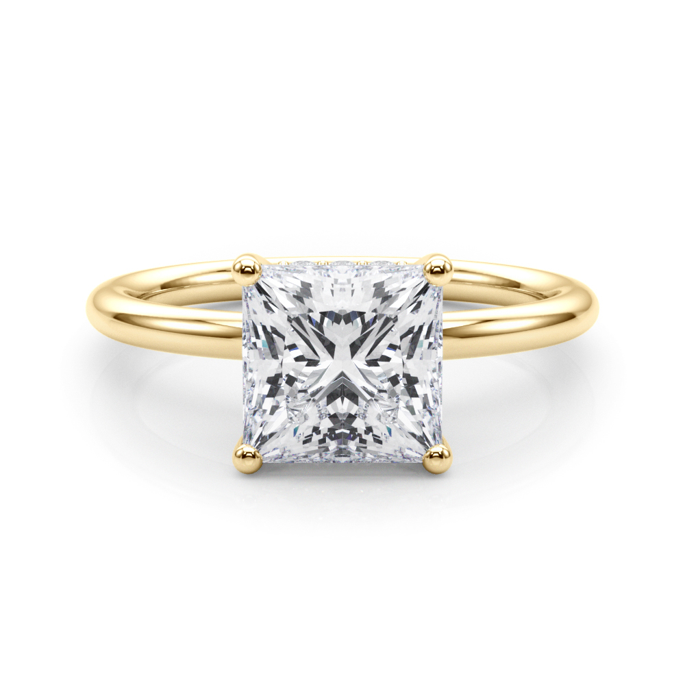 The Stella Hidden Halo Engagement Ring, set view