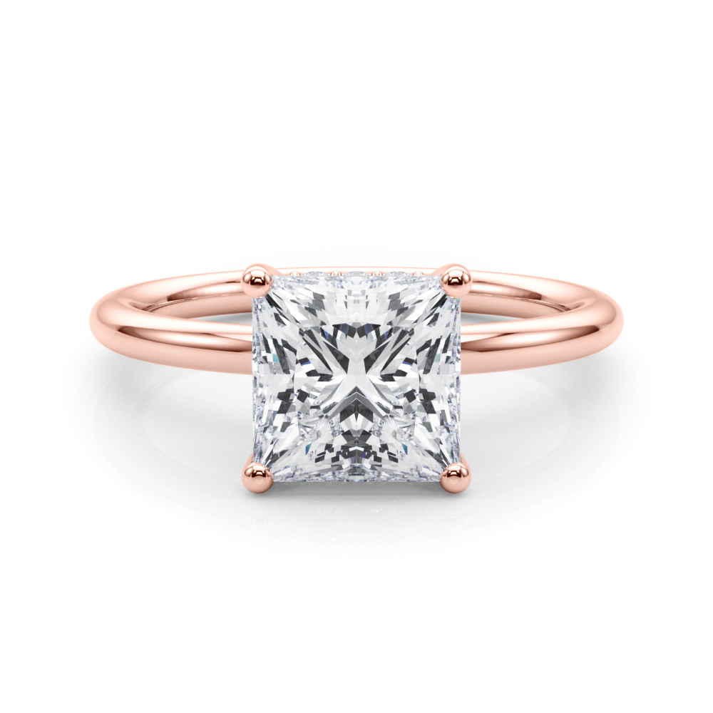 The Stella Hidden Halo Engagement Ring, set view