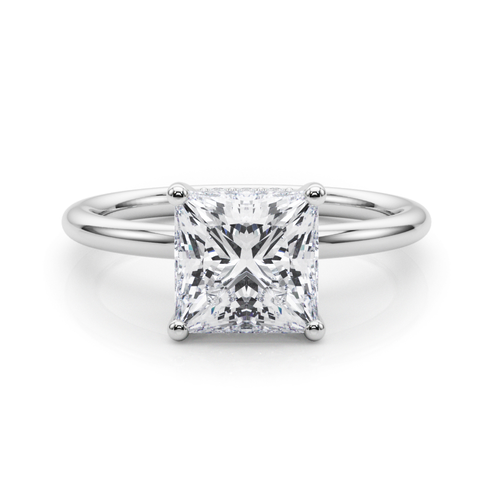 The Stella Hidden Halo Engagement Ring, set view