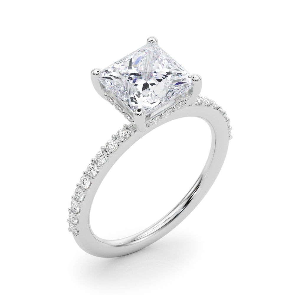 The Sybil Hidden Halo Engagement Ring, angled view