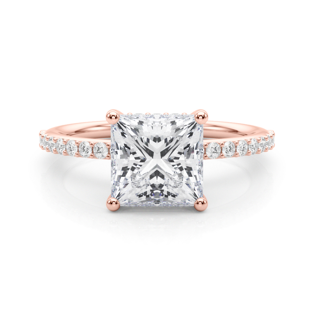 The Sybil Hidden Halo Engagement Ring, set view