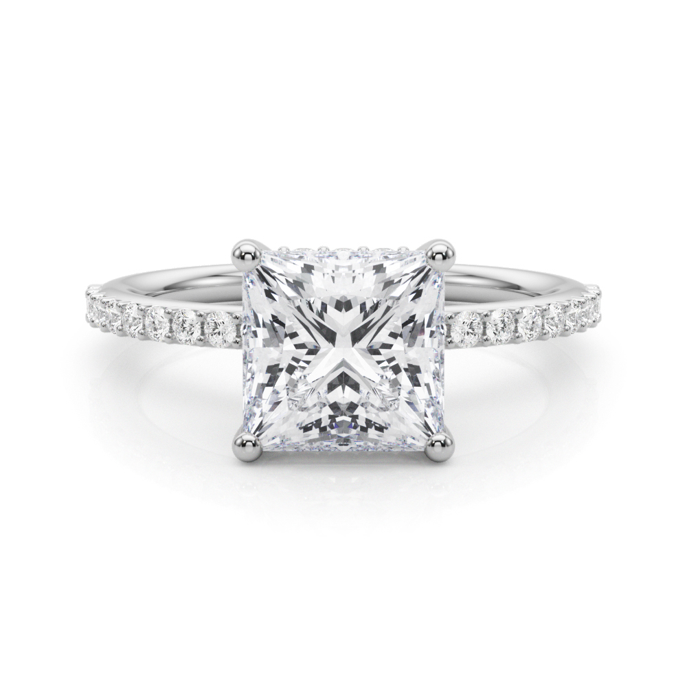 The Sybil Hidden Halo Engagement Ring, set view