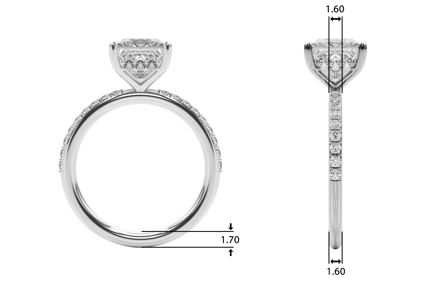 The Sybil Hidden Halo Engagement Ring, upright view