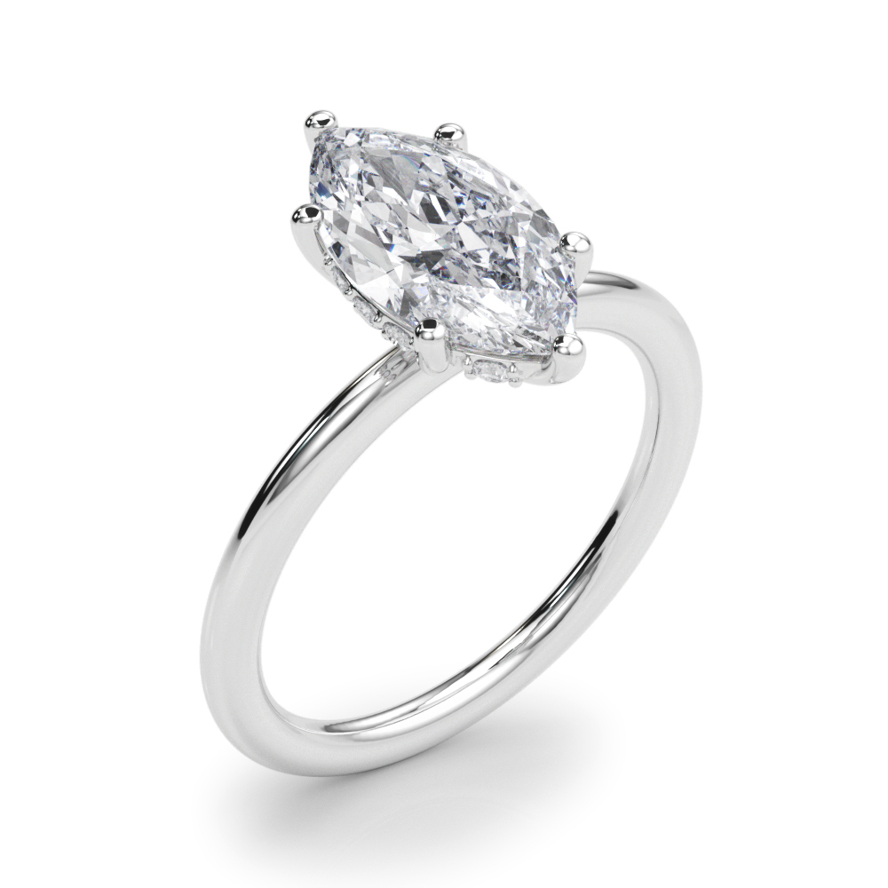 The Jacqueline Hidden Halo Engagement Ring, angled view