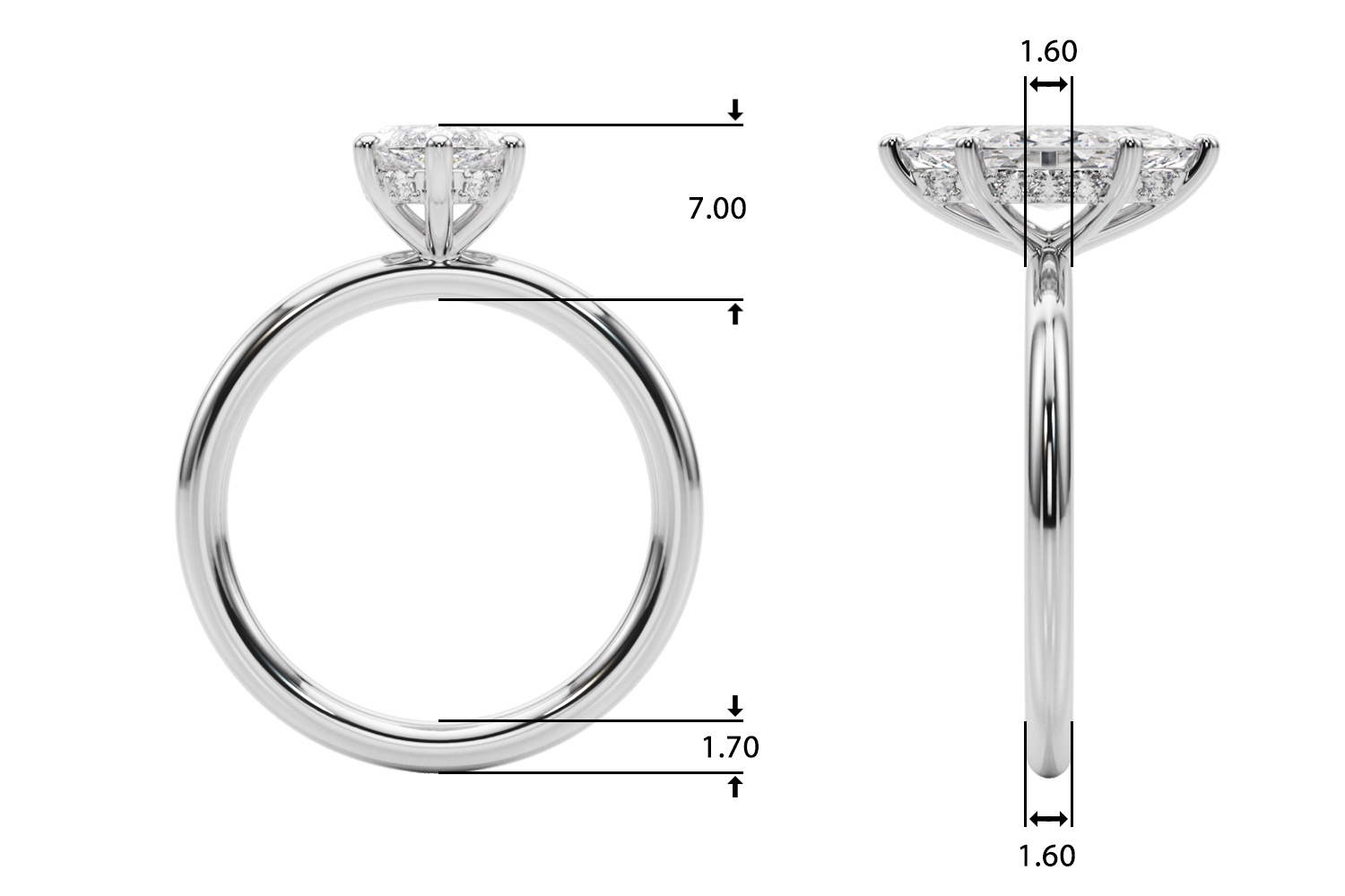 The Jacqueline Hidden Halo Engagement Ring, upright view