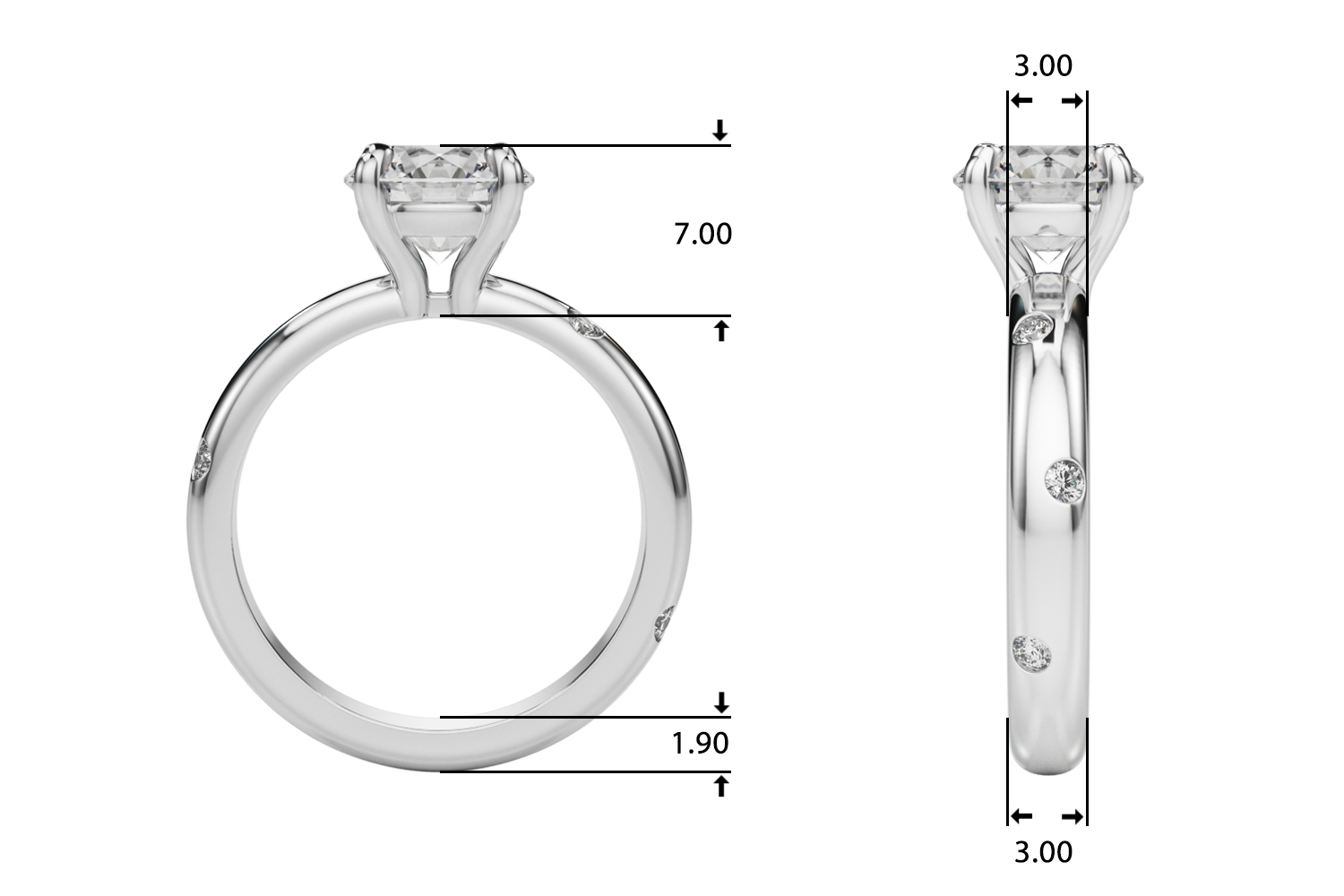 The Chloe Solitaire Engagement Ring, upright view