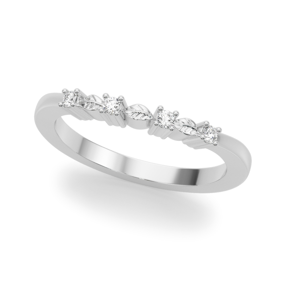 Accented Leaf Wedding Band