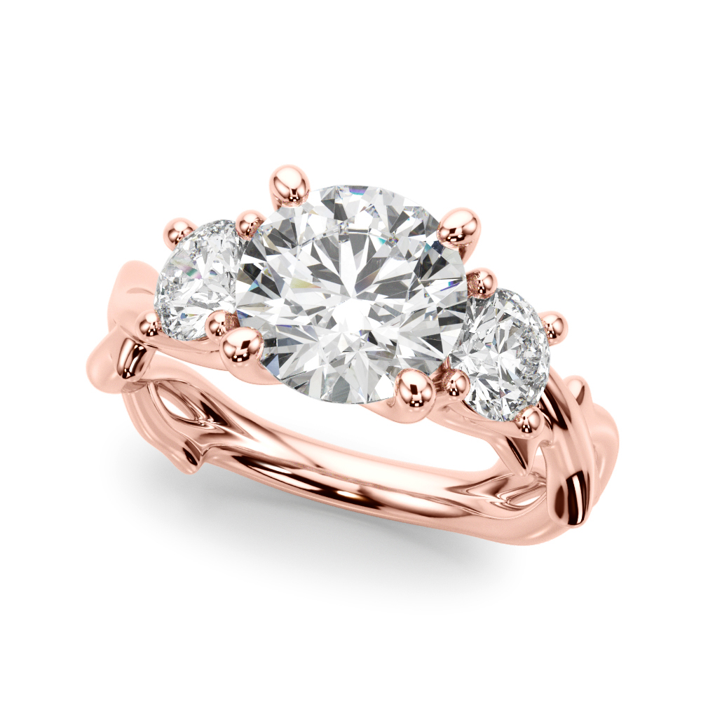 The Esme Three-Stone Engagement Ring, front view