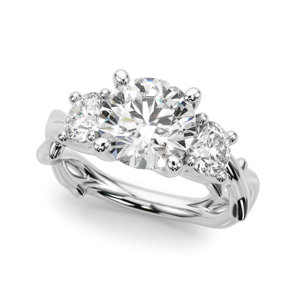 The Esme Three-Stone Engagement Ring, front view