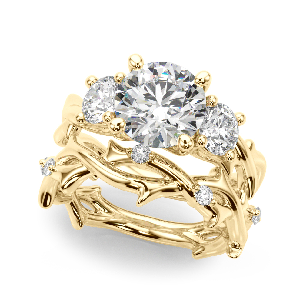 The Esme Three-Stone Engagement Ring, set view
