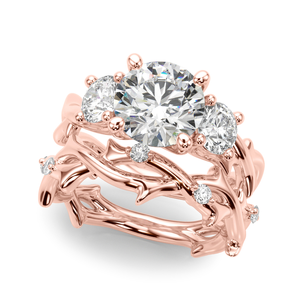 The Esme Three-Stone Engagement Ring, set view