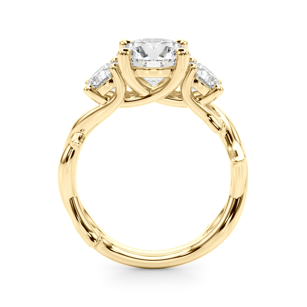 The Esme Three-Stone Engagement Ring, side view