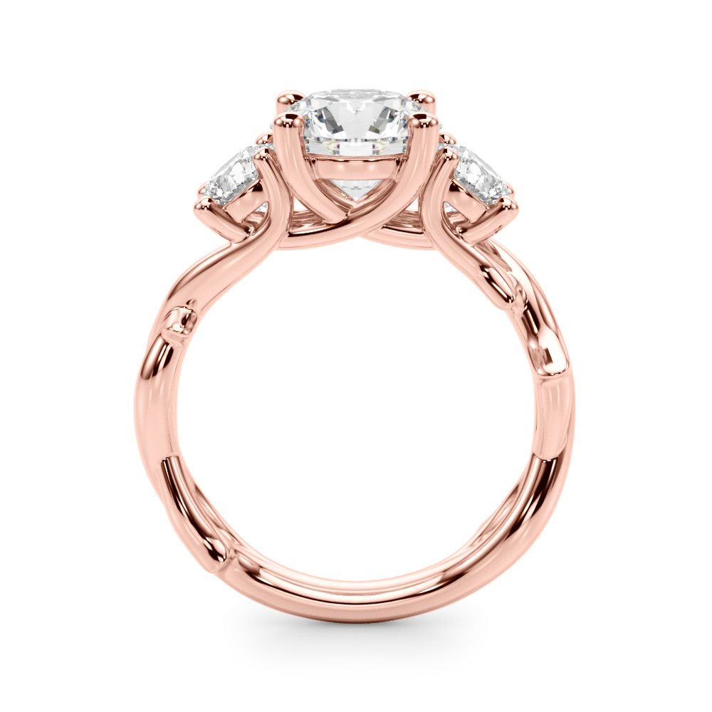 The Esme Three-Stone Engagement Ring, side view