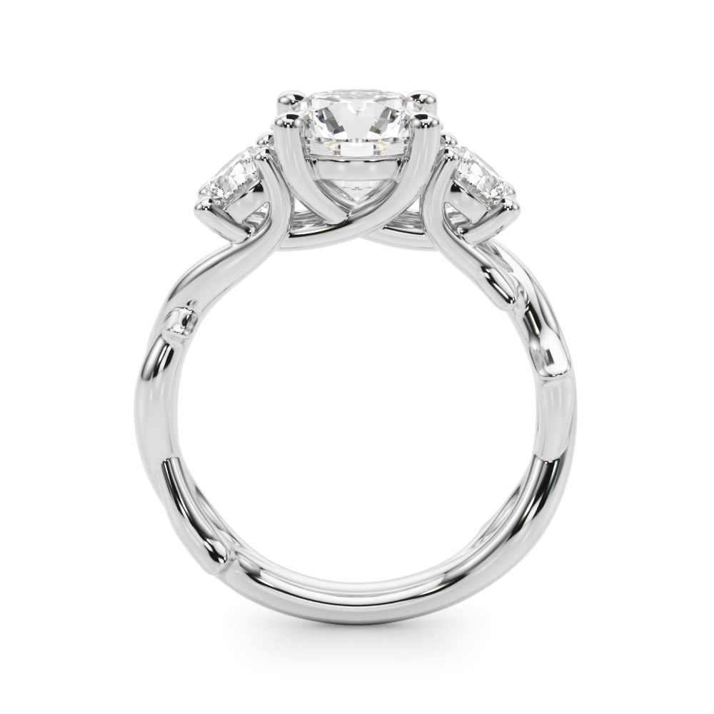 The Esme Three-Stone Engagement Ring, side view