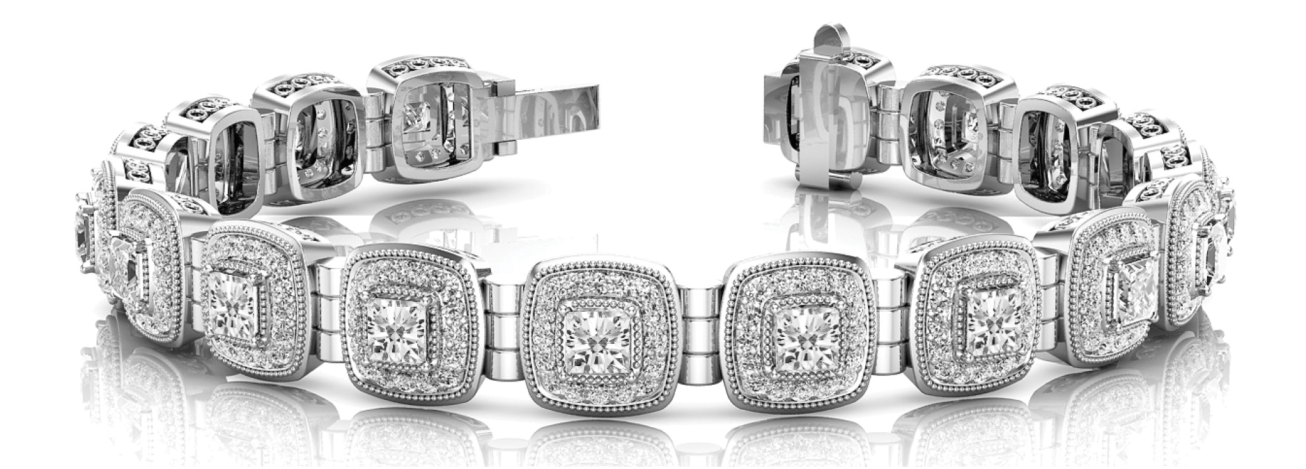 CU MILGRAIN HALO LINK BRACELET