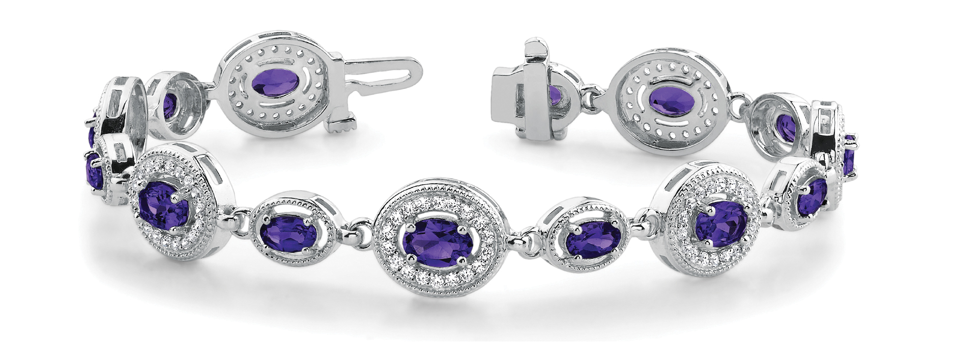 OVAL MILGRAIN HALO LINK BRACELET